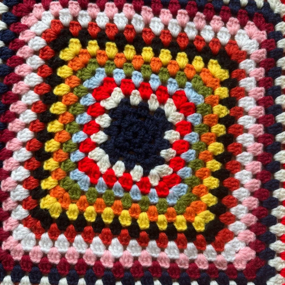 VTG Handmade Crochet Granny‎ Square Afghan Throw Blanket 53